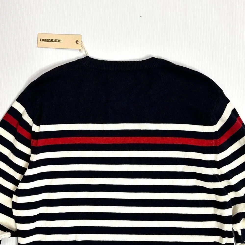 Diesel K-Calib Striped Crewneck Sweater Navy Red White Nautical Preppy Unisex XL